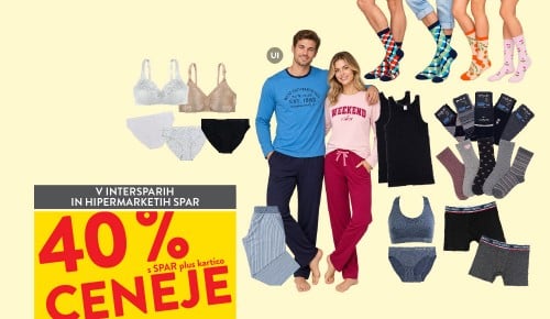 SPODNJE PERILO, PIŽAME IN NOGAVICE - 40 % popust s SPAR plus kartico