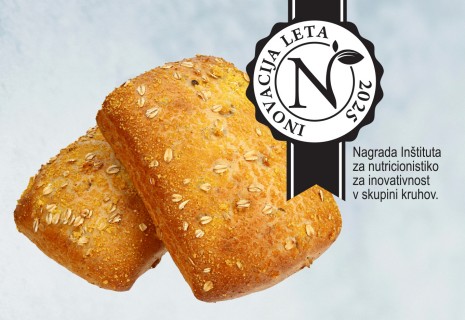 Pekarna SPAR Čičerikina copatka, označevalec INOVACIJA LETA 2025 - nagrada Inštituta za nutricionistiko za inovativnost v skupini kruhov