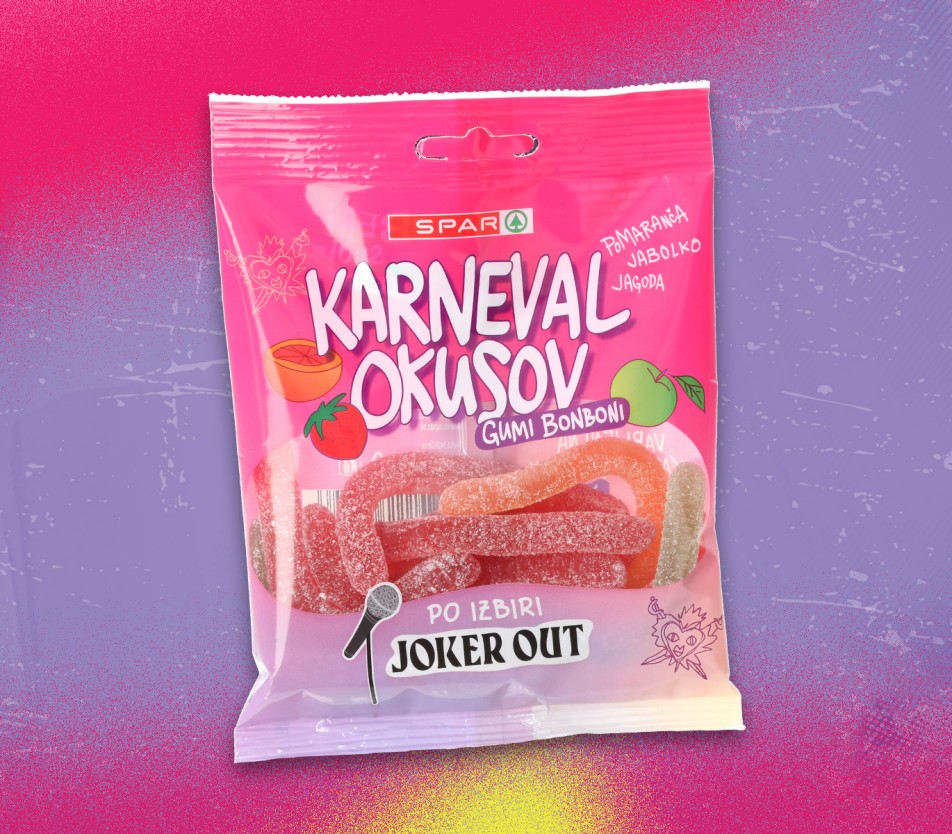 JOKER OUT x SPAR gumi bonboni Karneval okusov