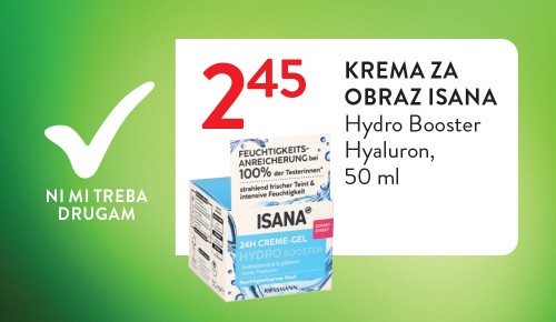 ISANA KREMA ZA OBRAZ, Hydro Booster Hyaluron, 50 ml
