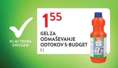 S-BUDGET GEL ZA ODMAŠEVANJE ODTOKOV, 1 l