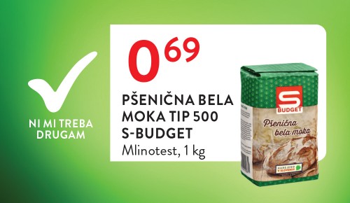 S-BUDGET PŠENIČNA BELA MOKA TIP 500, Mlinotest, 1 kg