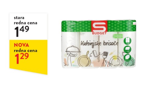 S-BUDGET PAPIRNATE BRISAČE 2 SLOJNE 50 LISTIČEV BELE 4/1
