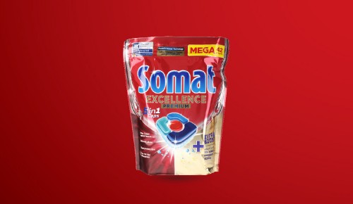 Trajno znižano izdelki - SOMAT ZA STROJNO POMIVANJE POSODE tablete Excellence, 5 in 1, 42/1 ali 4 in 1, 50/1 ali gel lemon, 2 x 540 ml, 60 pranj