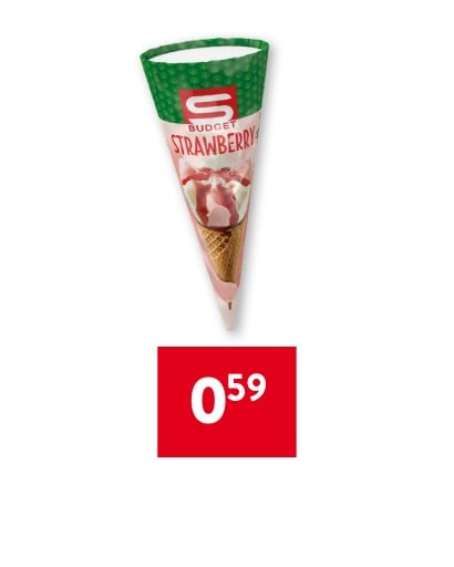 S-BUDGET SLADOLED KORNET, jagoda, 120 ml