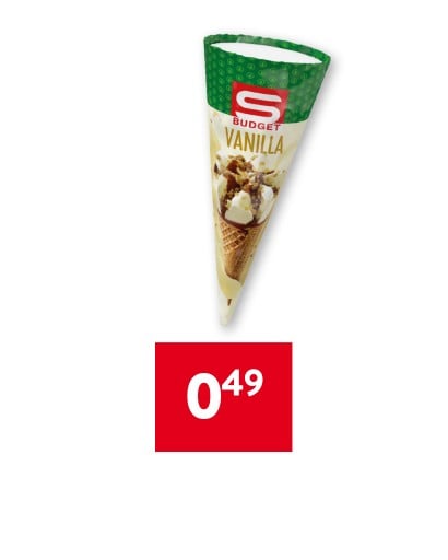 S-BUDGET SLADOLED KORNET, vanilija, 120 ml