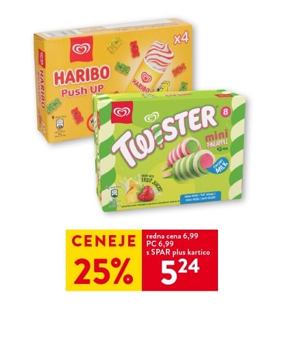SLADOLED, Haribo ali Twister mini, 4 x 85 ml ali 8 x 50 ml