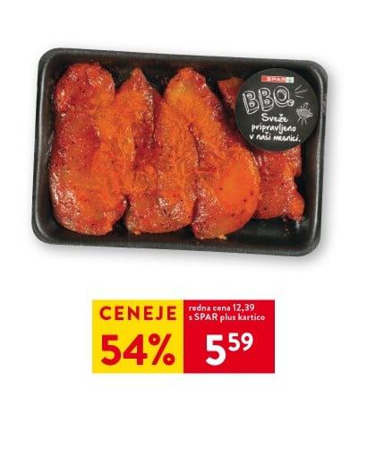 SPAR BBQ SVINJSKI KARE BREZ KOSTI v marinadi, postrežno, lastna priprava, 1 kg