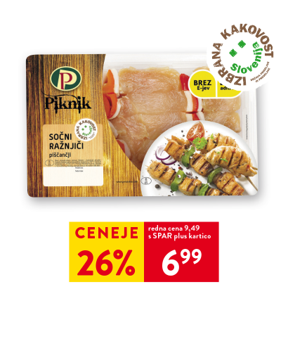 SOČNI RAŽNJIČI PIŠČANČJI IK pakirano, Perutnina Ptuj, 500 g