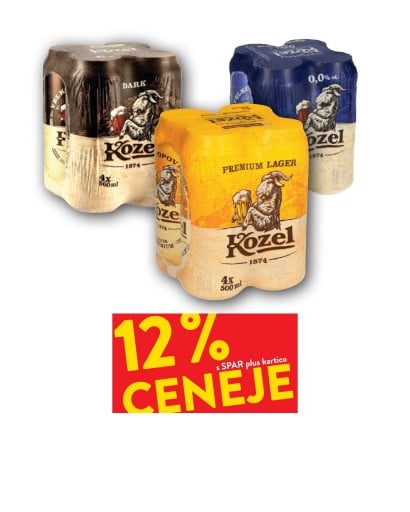 PIVO KOZEL - 12 % ceneje s SPAR plus kartico