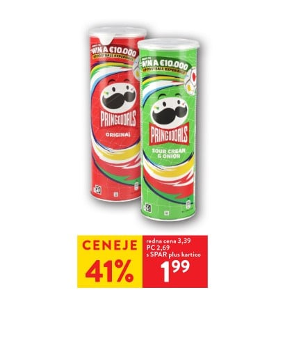 PRINGLES ČIPS - 41% ceneje s SPAR plus kartico