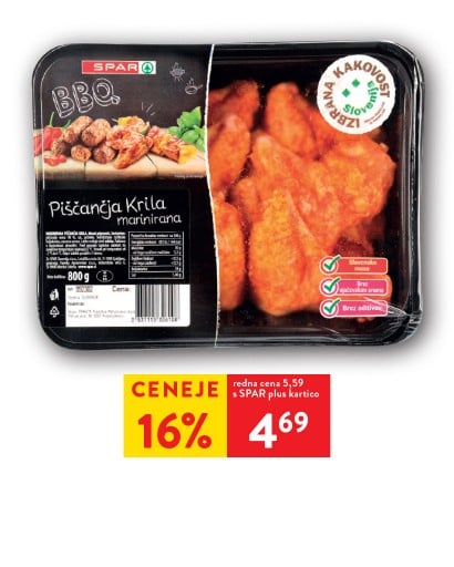 BBQ PIŠČANČJA KRILA IK - 16% ceneje s SPAR plus kartico