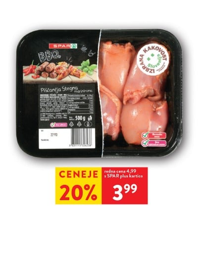 SPAR BBQ PIŠČANČJA STEGNA IK - 20% ceneje s SPAR plus kartico