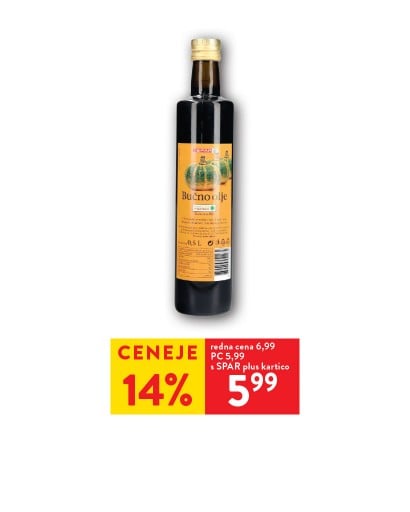 SPAR BUČNO OLJE - 14 % ceneje s SPAR plus kartico