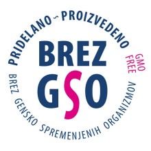 Pridelano - proizvedeno brez gensko spremenjenih organizmov, logotip