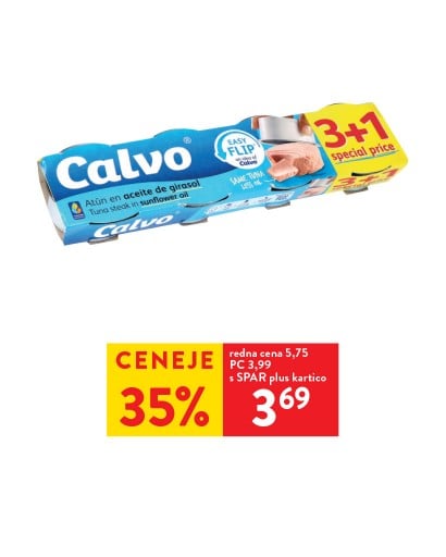 TUNA V SONČNIČNEM OLJU - 35 % ceneje s SPAR plus kartico