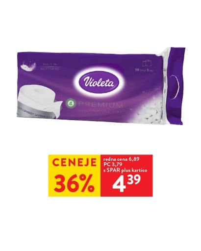 TOALETNI PAPIR VIOLETA - 36 % ceneje s SPAR plus kartico