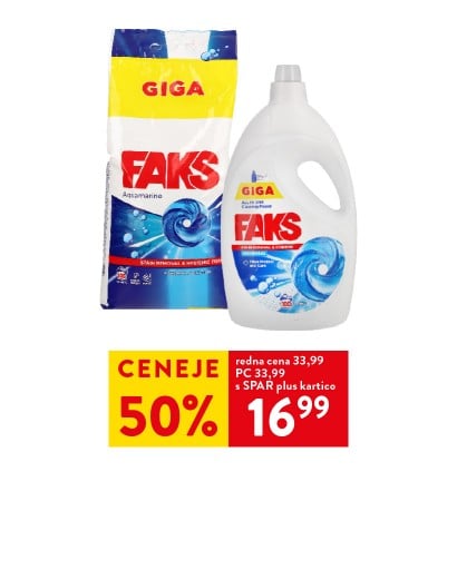 FAKS ZA PRANJE PERILA - 50% ceneje s SPAR plus kartico