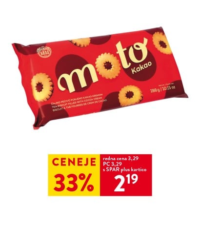 MOTO KEKSI - 33 % ceneje s SPAR Plus kartico