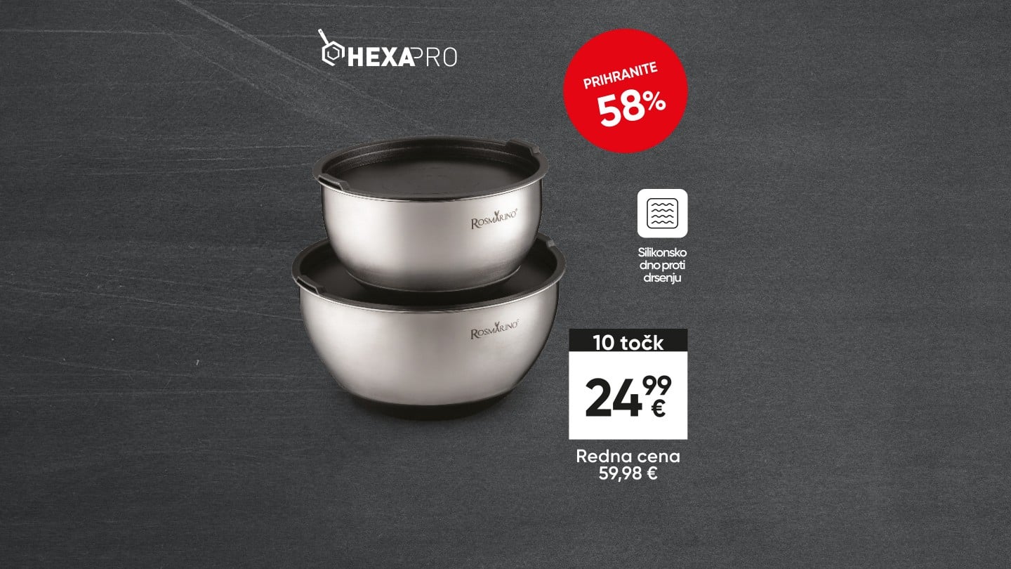 Set servirnih posod s pokrovom HEXAPRO, 3 l in 5 l