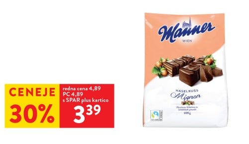 NAPOLITANKE MIGNON Manner, 400 g - 30 % ceneje s SPAR plus kartico