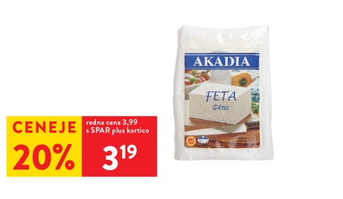 SIR FETA GRŠKA Akadia, 200 g - 20 % popust s SPAR plus kartico