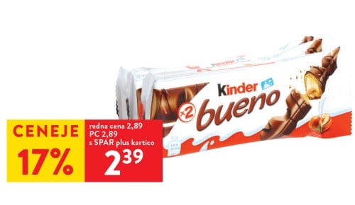 VAFELJ KINDER BUENOtripak, Ferrero, 129 g - 17 % ceneje s SPAR plus kartico