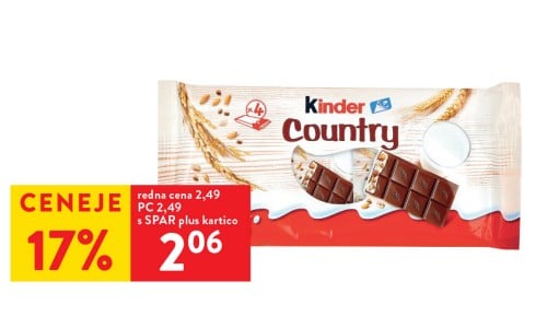 KINDER COUNTRY - 17% ceneje s SPAR plus kartico