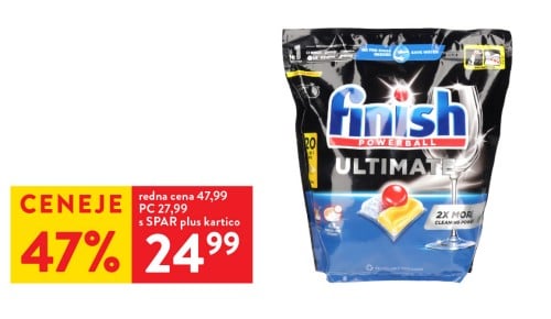 FINISH ZA STROJNO POMIVANJE POSODE - 47% ceneje s SPAR plus kartico