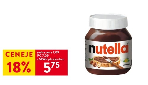 NUTELLA- 18% ceneje s SPAR plus kartico