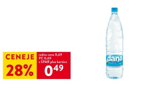 NEGAZIRANA NARAVNA MINERALNA VODA DANA - 28% ceneje s SPAR plus kartico
