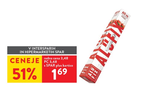 FOLIJA ZA ŽIVILA, 60 M - 51 % ceneje s SPAR plus kartico