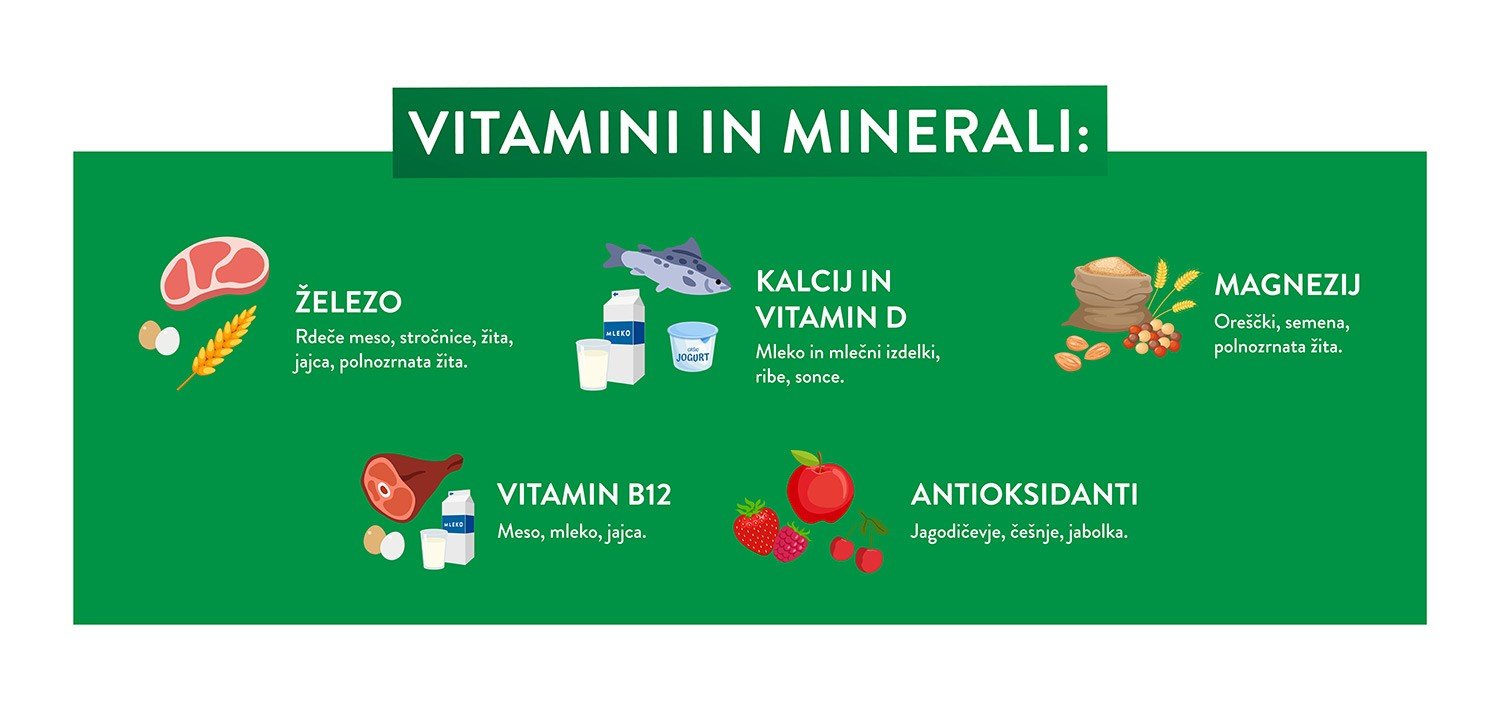 Več vem o športni prehrani Infografika - predstavitev vitaminov in mineralov