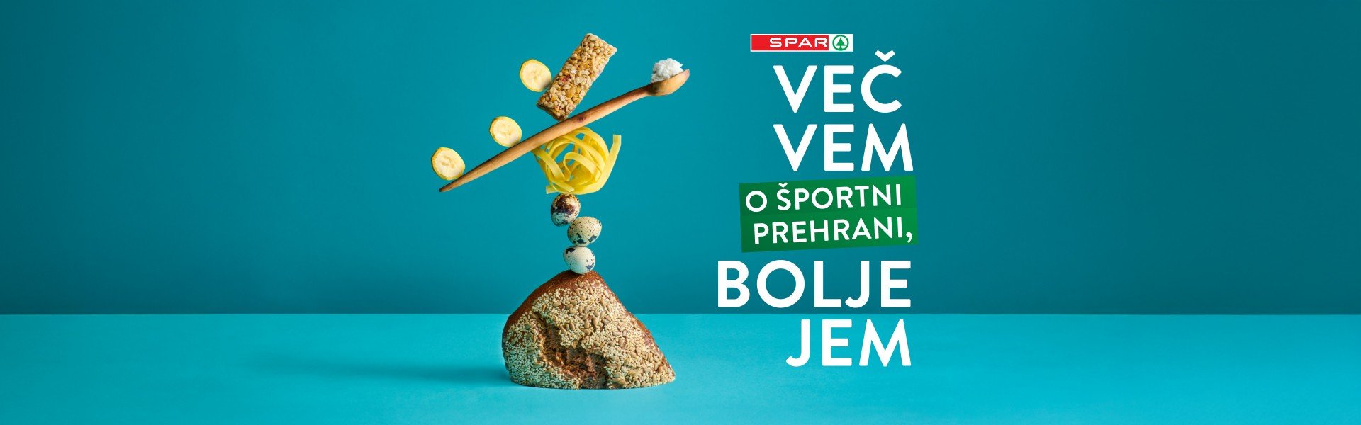 Več vem o športni prehrani, bolje jem Več vem o športni prehrani, bolje jem slogan, zloženka živil