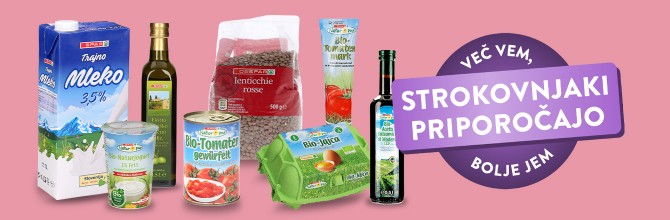 Oznaka "Strokovnjaki priporočajo" in izbor par Spar izdelkov