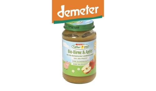 SPAR NATUR PUR BIO HRUŠKOVA IN JABOLČNA KAŠA, 190 g