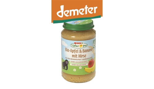 SPAR NATUR PUR BIO KAŠA IZ JABOLK IN BANAN S PROSOM, 190 g
