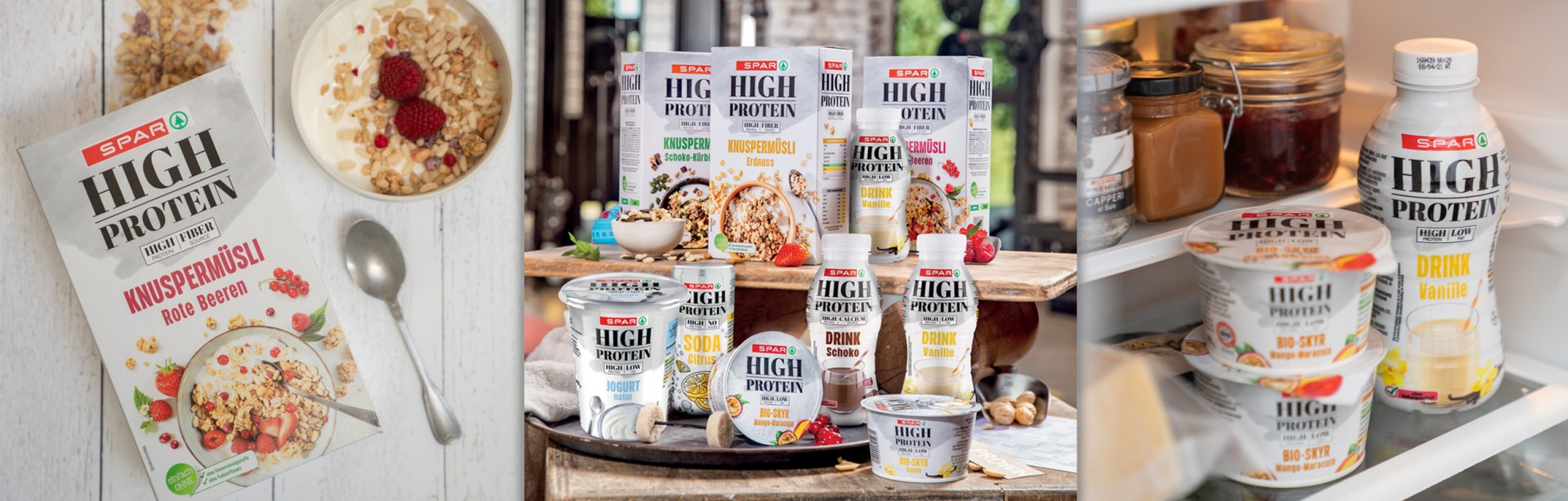 SPAR HIGH PROTEIN Izdelki z visoko vsebnostjo beljakovin.