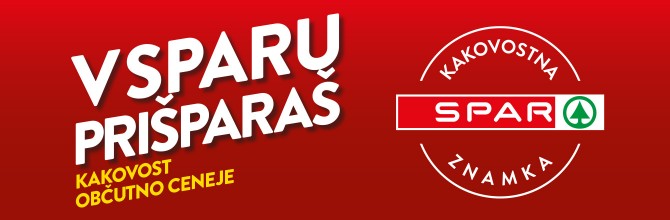 Slogan V SPARU PRIŠPARAŠ - kakovost občutno ceneje in logotip Kakovostna znamka SPAR
