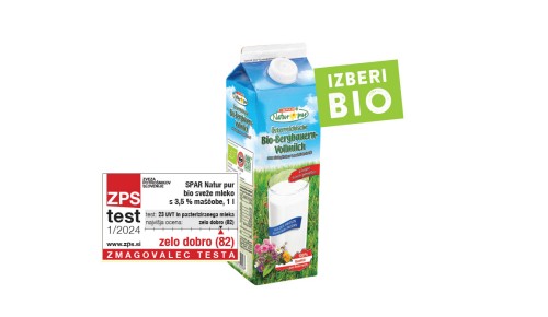 SPAR NATUR*PUR BIO SVEŽE  mleko 3,5 % m.m., 1 l