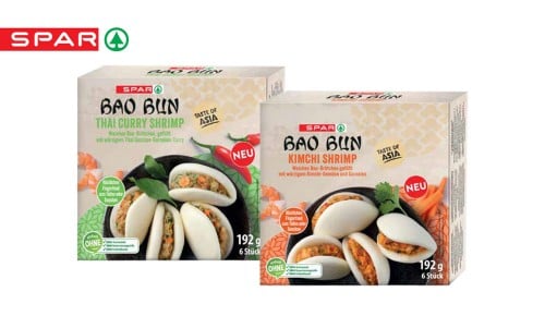 SPAR bao buns curry-kozice ali kimchi-kozice