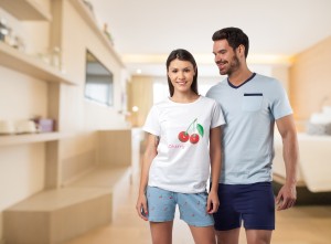 Couple in pijamas in bedroom