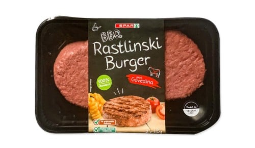 SPAR BBQ rastlinski burger, okus govedina