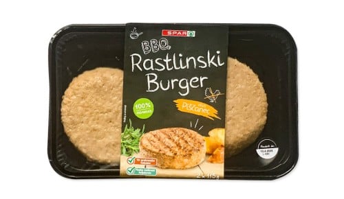 SPAR BBQ rastlinski burger, okus piščanec