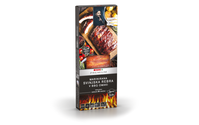 SPAR Premium MARINIRANA SVINJSKA REBRA V BBQ OMAKI chefa Gregorja Vračka