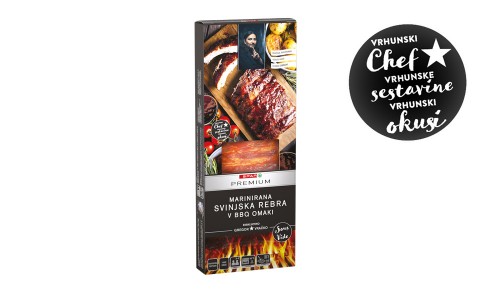 SPAR Premium MARINIRANA SVINJSKA REBRA V BBQ OMAKI chefa Gregorja Vračka