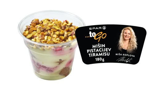 SPAR To Go Mišin tiramisu z malinami in pistacijami, 180 g