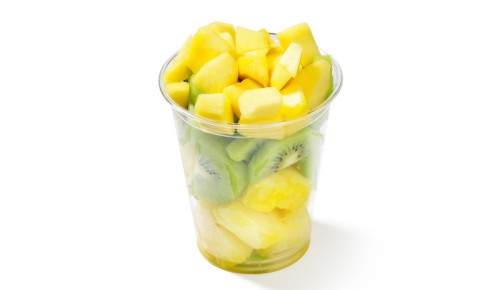 Kivi-ananas-mango, rezan, sadje v lončku