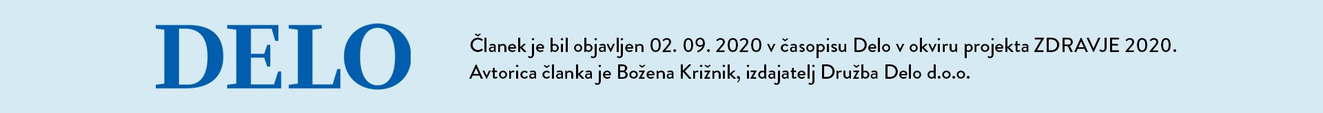 Članek v časopisu DELO, projekt Zdravje 2020