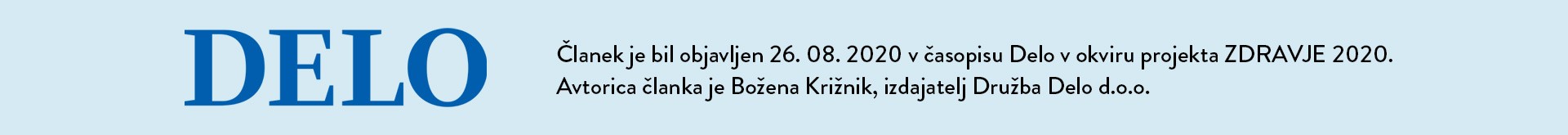Članek v časopisu DELO, projekt Zdravje 2020